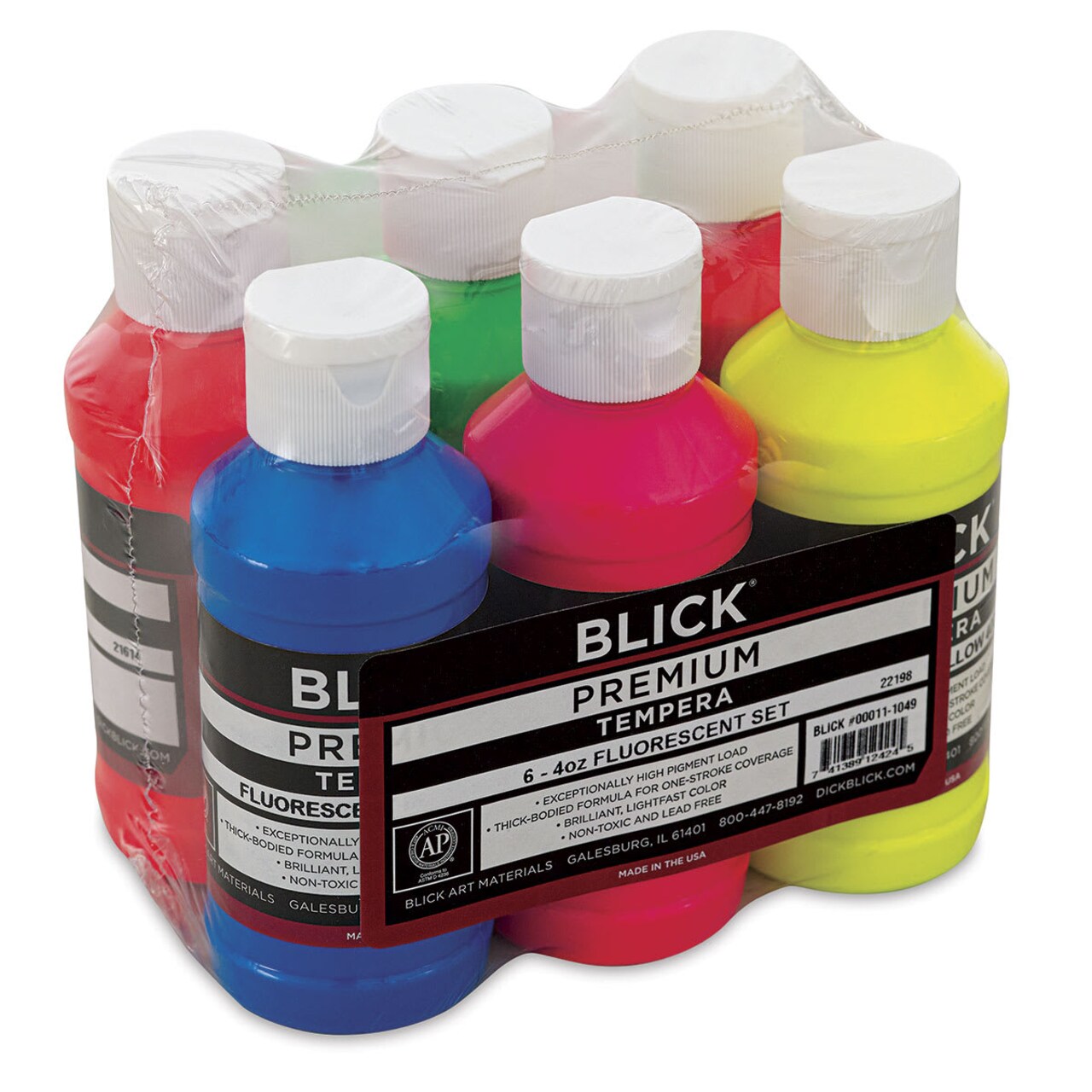 Blick Premium Grade Tempera - Set of 6, Fluorescent Colors, 4 oz